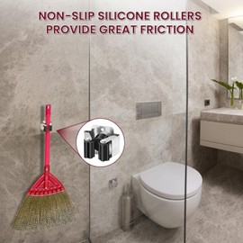 WEDAMOO 6 Pcs Broom Holder Wall Mounted, Mop Broom Holder with Installation Screws, Mop Wall Mounted Clips, Stainless Steel Mop Broom Holder Tool for Kitchen, Garden, Garage, Basement