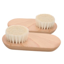 Beavorty 2pcs Half-Circle Nail Brushes Handle Wooden Fingernail and Toenail Cleaning Brush Set Soft Wool Dust for Manicure and Pedicure