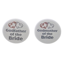 Set 2 Godmother/Godfather of the Bride Silver Heart 2.25" Bottle Openers Wedding Bridal Party