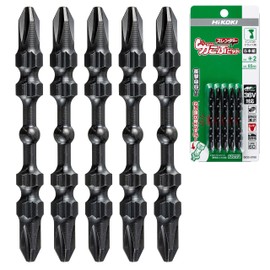 HiKOKI (ハイコーキ) Torsion Bit Power Head Slender No. 2 Total Length: 2.6 inches (65 mm) Hexagonal Shank Two-Face Width: 0.25 inches (6.35 mm) Set of 5 For Impact Driver Use 0033-5700