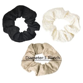 Hair Scrunchies for Women Girls Elastic Hair Ties Scrunchies Hair Bands Fashion Wrinkle Texture Ponytail Holders French Rubber Bands Big Hair Rope Hair Accessories for Thin Thick Hair (3Pcs)