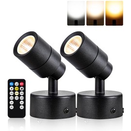 SUNVIE 2 Pack LED Dimmable Up Lights 3W Floor Spotlight with Timer and Remote 3000K/4000K/5000K Uplighting Spotlight 120V Uplights for Plants Artworks, 5.9 FT Plug Cord