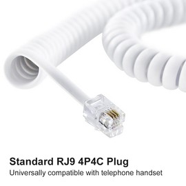 XANHAM Telephone Handset Cords Uncoiled 16.5 feet(Coiled 2 feet) with RJ9 4P4C Connectors Cable for Landline Phone, White, 2 Pack, Universally Compatible, AV04706