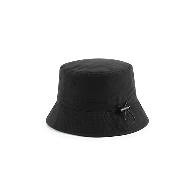 Recycled Polyester Bucket Hat Elastic Drawstring, black