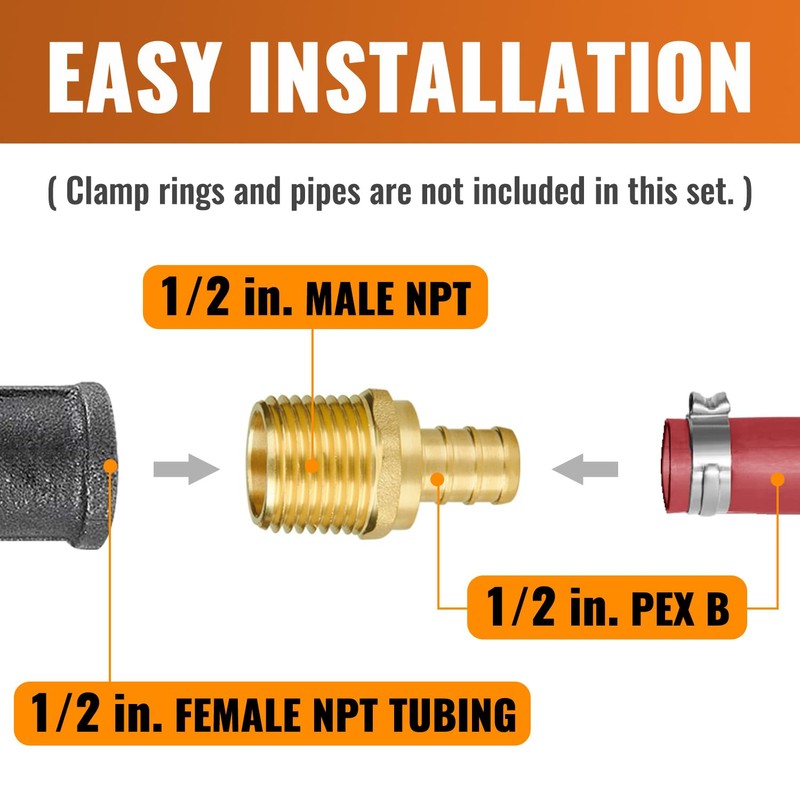 SUNGATOR 6-Pack 1/2" NPT to 1/2" PEX Male Adapter, No