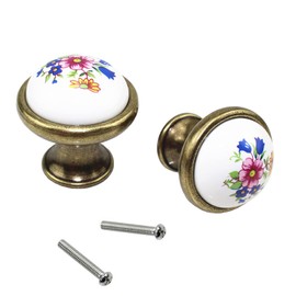 Gad2go 4Pcs Vintage Round Cabinet Knobs Ceramic Knob Furniture Knobs Drawer Handle for Kitchen Cupboard Cabinet Drawer