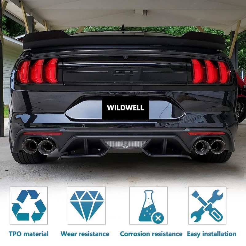 WildWell Mustang Rear Diffuser Valance Aero Foil Kit for 2018-2023