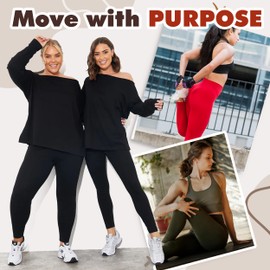 Active Club 6-Pack Fleece Lined Leggings for Women Tummy Control, High-Waisted Women Legging Wide Waistband and Fleece Lining (Bright L/XL)