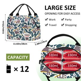 Aosbos Lunch Bag Kids Insulated Lunch Bags for Women Portable Lunch Box Bag Reusable Lunch Tote Bag for Girls Thermal Lunchbag Adults Small Cool Bags for School Work Office Picnic (8.5L, Green Monkey)