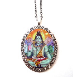 Shiva Necklace Pendant Silver Tone Hindu God Hinduism Spiritual Spirituality