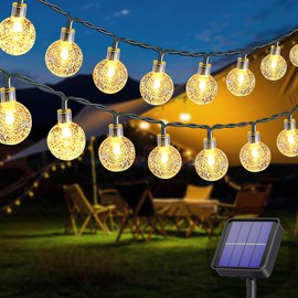 Augone Solar Lichterkette aussen, 50LED 23ft 8 Modi Solar Kristall Kugeln wasserdicht Au?er/Innen Lichter Beleuchtung fr Garten, B?ume, Terrasse, Weihnachten, Hochzeiten, Partys (warmwei?)