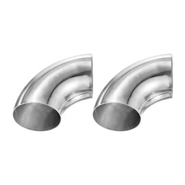 M METERXITY 2-Pack OD 3.5 Inch 90 Degree Mandrel Bend Elbow, Thicken 1.5 mm 304 Stainless Steel Exhaust Elbow Pipe for Car Modified Exhaust System, Stair Handrail Bend, Height 143 mm