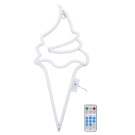 Ice Cream Shaped Neon Light LED Sign Light with Remote Control for Party Decor USB Or Battery PoweredWarm White Light