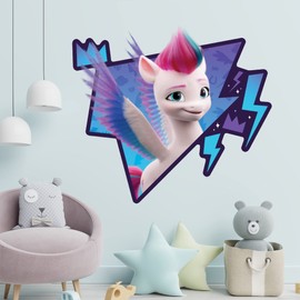 My Little Pony Wall Sticker - A New Generation Zipp Jumping Through Wall Decal Kids Art (120cm Width x 105cm Height)
