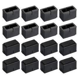 sourcing map Chair Leg Floor Protectors, 16Pcs Rectangle PVC & Felt Chair Leg Cover Caps for Hardwood Floors (Black, 15x36mm/ 0.59"x1.42")
