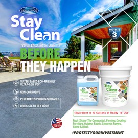 Seal-Once Stay Clean Moss Inhibitor & Cleaner Concentrate, 5-Gallon - Powerful Solution for Roofs, Siding, Patios, and Outdoor Surfaces - Effective Moss and Grime Prevention