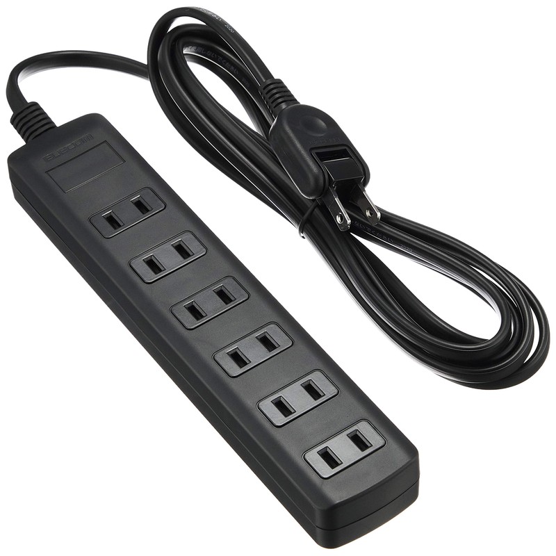 エレコム 電源タップ 雷ガード スイングプラグ 6個口 2.5m ブラック T-K1A-2625BK