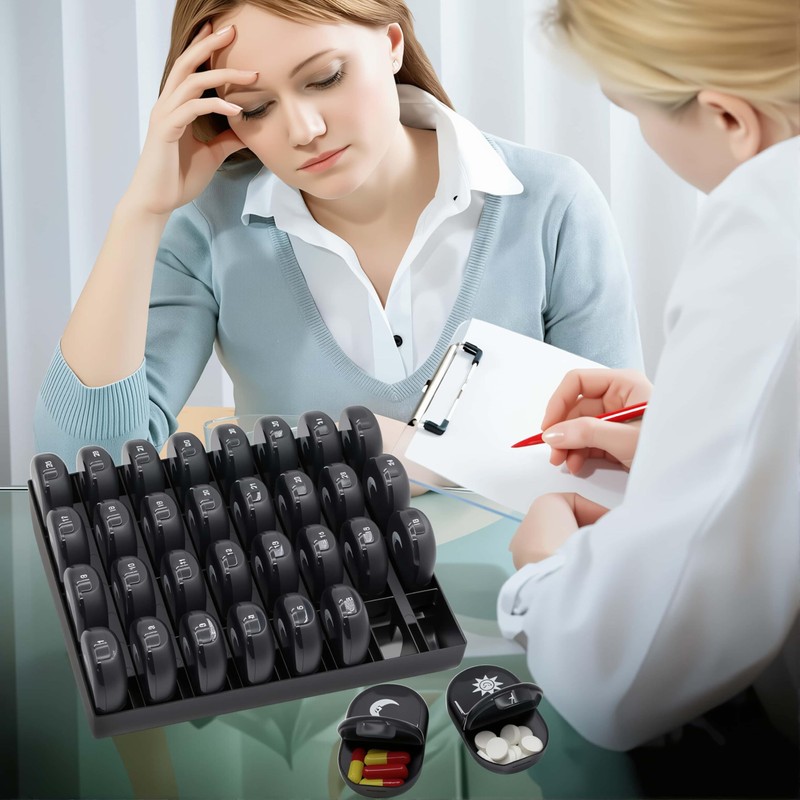 XL Monthly Pill Organizer 2 Times A Day, AM/PM One