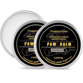 Pawzoomies Organic Paw & Nose Balm for Dogs & Cats, Moisturizer, Cracked Paw Pad Repair, 2.12 oz（1.06 oz*2）