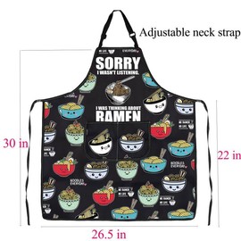 ENSIANTH Sorry I Wasn't Listening I Was Thinking About Ramen Apron with Pockets, 24109 Ramen Apron