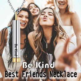 ZLILIJAN Be Kind Of A B Necklace 925 Sterling Silver Hidden Message Necklace To Best Friends Sorority Sisters Bar Necklace Inspirational Band Friendship Gifts Jewelry for Women (Silver +18K gold)
