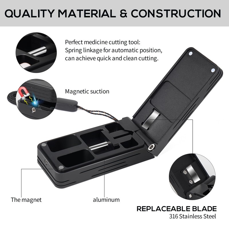 Pill Cutter for Small and Tiny Pills, Professional Aluminum Pill
