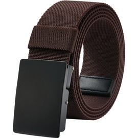 LionVII Elastic Belt for Men Work Nylon Canvas with Metal Buckle 130 cm, coffee