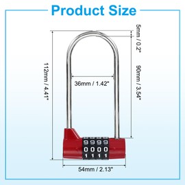 PATIKIL Combination Padlock, 4 Digit Gym Locker Lock Zinc Alloy Padlock Safety Padlock for Bike Gym Locker Employee Lockers Sports Locker Case Drawer - 1 Pack (Red)