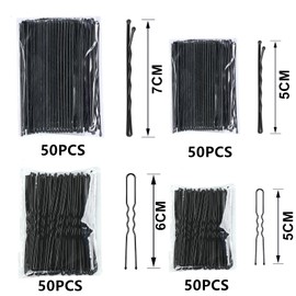 500 Stück Haarnadeln Set, 5-7 cm U-förmige Bobby Pins, Haarklammern mit Aufbewahrungsbox und Haargummis, Schwarz