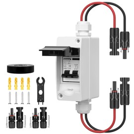 MINGSONG Solar Panels Disconnect Switch 25Amp DC Solar Shut Off Switch 1000V 2 Poles Outdoor Small Miniature Circuit Breaker Box, IP65 Waterproof UV-Proof for PV Homes