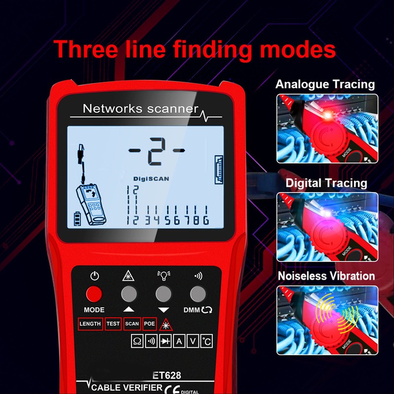 Network Cable Tester Tracer Kit Multifunctional CAT5 CAT6 Ethernet Wire