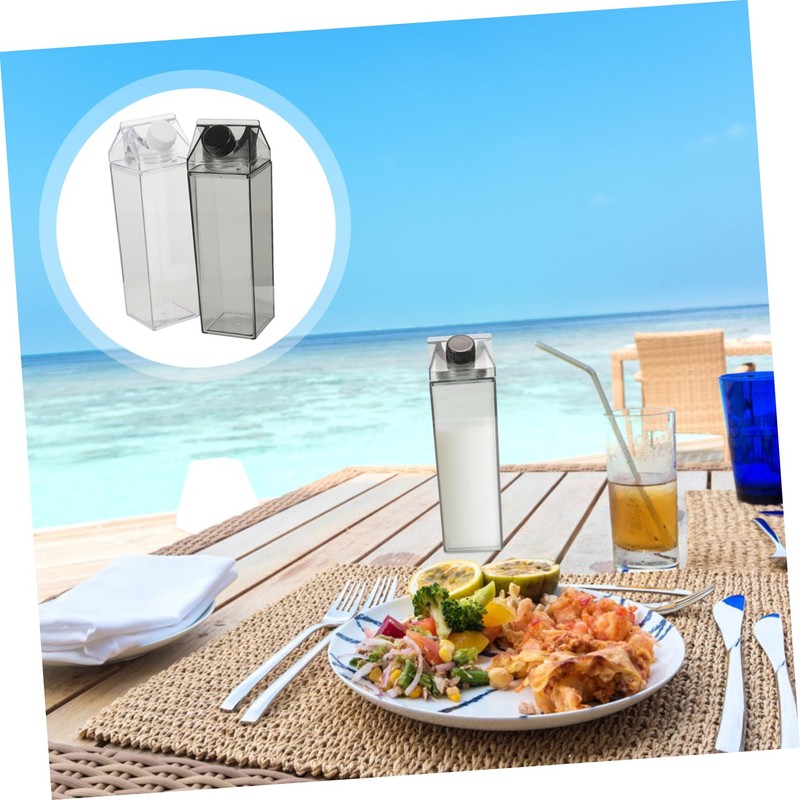 Alipis 2 Pack Milk Carton Water Bottles Reusable Milk Jugs