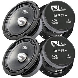 RI Audio 6.5'' Midrange Speakers 400W Peak Power 200W RMS 4 Ohm RI-P65.4 4 Pack, Black