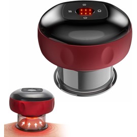 BYVCUI cupping set cupping therapy cups back massager with heating 12 Level Temperature and Suction, 3 in 1 Vacuum Therapy Machine Cellulite Remover cellulite machine (12-speed charging red)