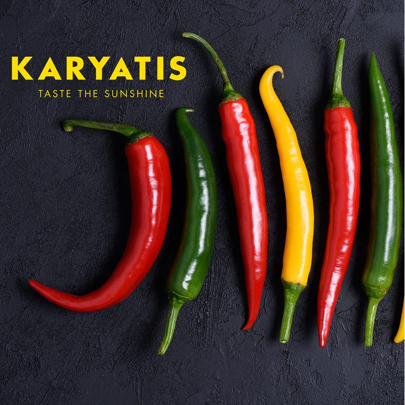 Karyatis Mixed Hot Chillies in Brine, Glass Jar, 205 g