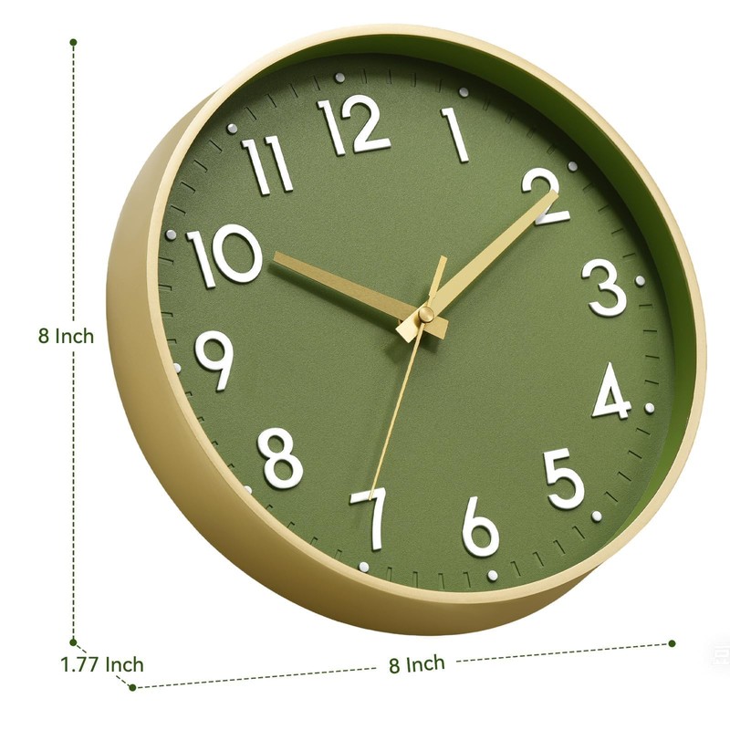 Mosewa Wall Clock 8 Inch, Battery Operated Silent Non-Ticking Modern
