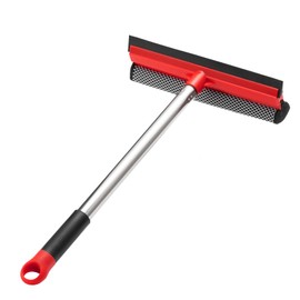 2 in 1 Standard Window Squeegee, Car Squeegee with 17" Poles, Window Washing Squeegee Suit for Glass Door Cleaner, Multi-Use Car Windshield Cleaning Tool with Long Handle for High Outdoor Windows