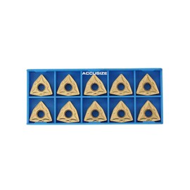 Accusize Industrial Tools Wnmg432 Carbide Inserts Tin Coated, 10 Pcs/Box, 2134-1022x10