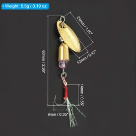 PATIKIL Fishing Lures Spinnerbait, 5 Pack Trout Lures Rooster Tail Fishing Lures Single Hook Trout Spinners 1/5 oz with Tackle Boxes for Freshwater Saltwater Fishing, Gold Tone