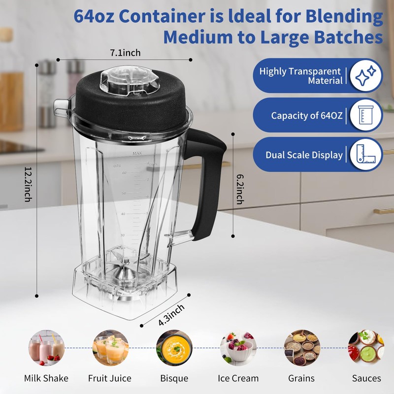 64 OZ Container for Vitamix Blender Pitcher, Replace Classic C-Series