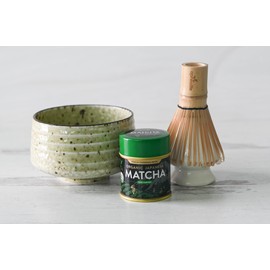 Light Green Ceramic Matcha Set - Japanese Matcha Bowl, Ceremonial Matcha 30g, Bamboo Matcha Whisk and Whisk Holder - Handcrafted Matcha Cup, 100 Prongs Chasen by Aprika Life