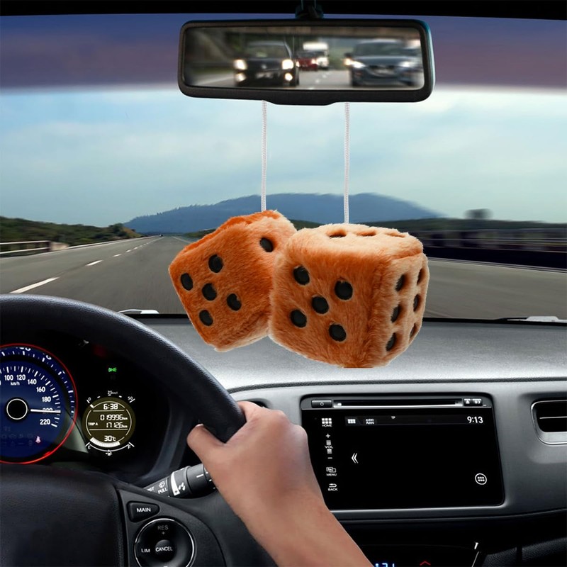 Moioee Pair of Retro Square, 3 inch Fuzzy Plush Dice