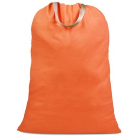 SANFERGE Cotton Linen Laundry Bag with Handles and Drawstring Straps Heavy Duty Extra Large Laundry Bag for Laundry and Household Washable Travel Dirty Clothes 25 x 34 Inch Orange