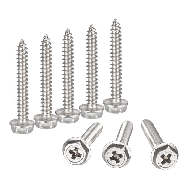 uxcell Hex Washer Self Tapping Screws 304 Stainless Steel Hex