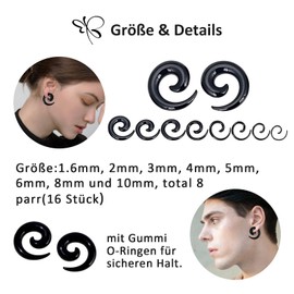 Longbeauty Acrylic Expander Snail/Expander Set, 0.6—10 mm Expander for Ear Piercing, Flesh Tunnel, Expander Plugs, no metal type