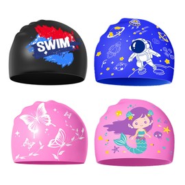 4er Set Badehaube Damen – Silikon Schwimmhaube Wasserdicht & Anti-Rutsch – Badekappe Elastisch & Komfortabel – Schwimmhauben für Frauen & Mädchen zum Schwimmen, Training & Pool
