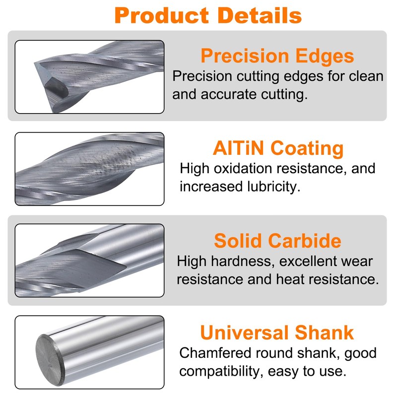 sourcing map Spiral Router Bit, 1/4" Cut Dia. Up Cut