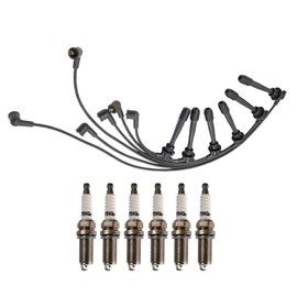 TRQ Ignition Kit Spark Plugs Spark Plugs Wire Set Compatible with 2005-2009 Hyundai Tucson 2005-2010 Kia Sportage