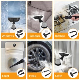 Handheld Pressurized Steam Cleaner with 12 pcs Accessories, Portable Steamer for Cleaning, Steam Cleaner for Home Use, Steamer for Cleaning Car, Furniture, Floor, Upholstery, Grout and Tile, Deep Gray