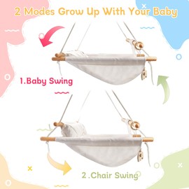 Tislly Baby Swing Outdoor Indoor for Infants to Toddlers, Portable Adjustable Baby Porch Swing with 5-Point Safety Belt, Kids Tree Hanging Chair Toys for Door Garden Backyard